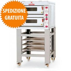 Forno Pizzeria TC Elettrico 2 Camere con Frontale Inox Piano in Refrattario per 6+6 Pizze